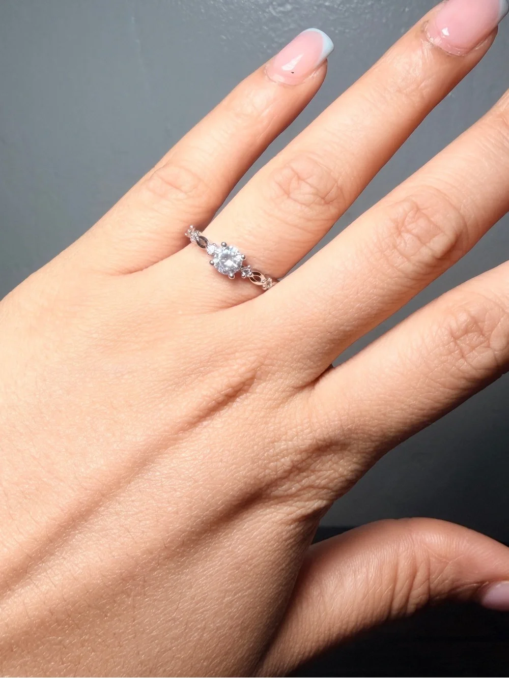 Silver Cubic Zirconia Halo Ring in Silver